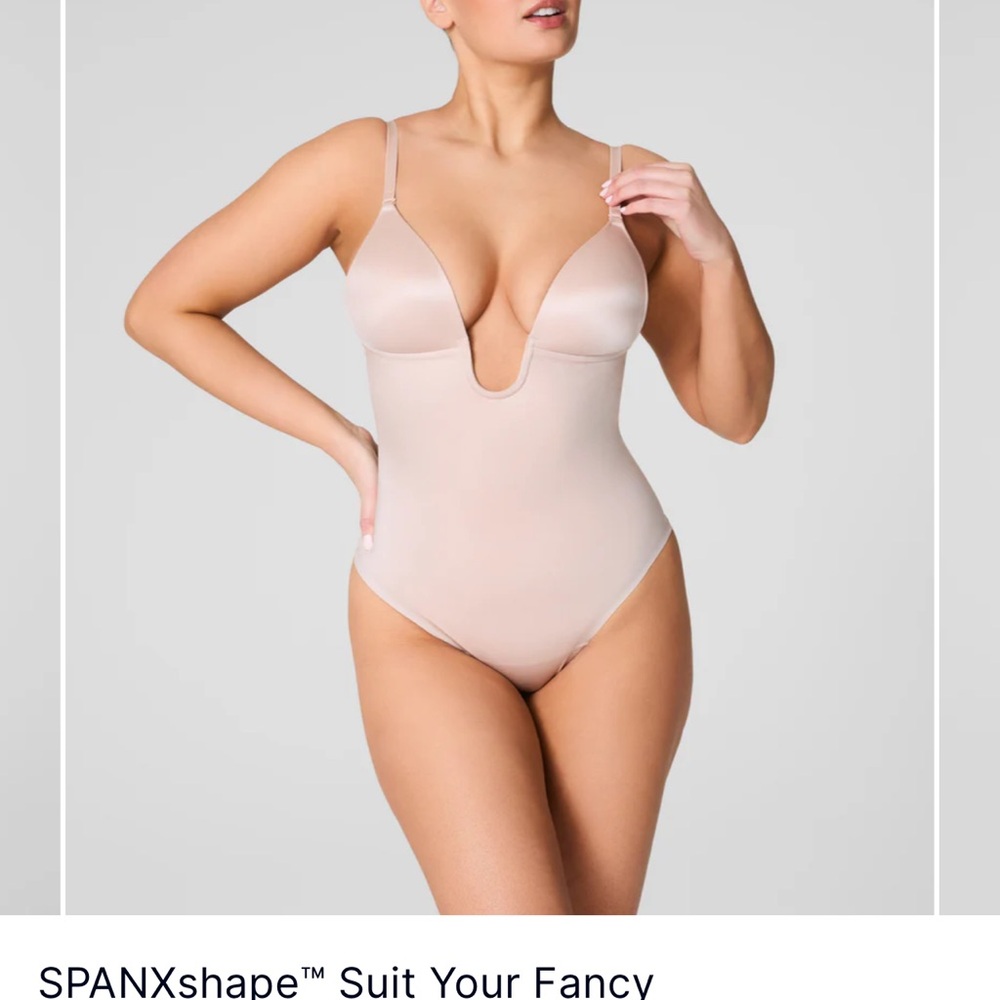SPANX Suit Your Fancy Thong Bodysuit - Tan NWT